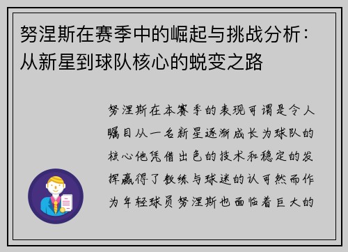 努涅斯在赛季中的崛起与挑战分析：从新星到球队核心的蜕变之路